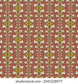 Ruby Red abstract background with repeated green shape pattern