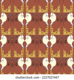 Ruby Red background with repeated kings face abstract pattern for fabric end etc
