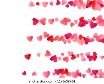 Ruby red flying hearts bright love passion vector background. Amour icons backdrop. Romantic emotions symbols confetti. Marvelous flying red hearts scatter for Valentines Day card.