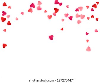 Ruby red flying hearts bright love passion vector background. Amour wallpaper. Cartoon confetti love symbols graphic design. Marvellous flying red hearts scatter for wedding decoration.