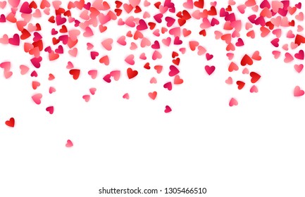 Ruby red flying hearts bright love passion vector background. Amour wallpaper. Romantic elements confetti. Sweetly flying red hearts scatter for invitation card.