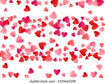 Ruby red flying hearts bright love passion vector background. Amour wallpaper. Romantic symbols confetti. Marvelous flying red hearts scatter wedding Day decor.