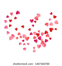 Ruby red flying hearts bright love passion vector background. Amour wallpaper. Romantic signs confetti. Fascinating flying red hearts scatter wedding Day decor.