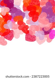 Ruby red flying hearts bright love passion vector background. Flying heart confetti airy vector pattern.
