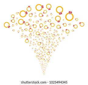 Ruby Ring fireworks fountain. Vector illustration style is flat iconic symbols. Object fountain constructed from random pictographs as ruby ring fireworks.