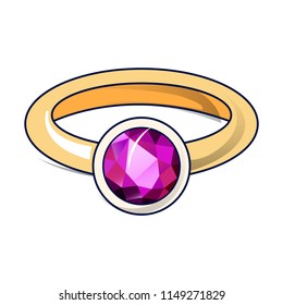 Ruby ring icon. Cartoon of ruby ring vector icon for web design isolated on white background