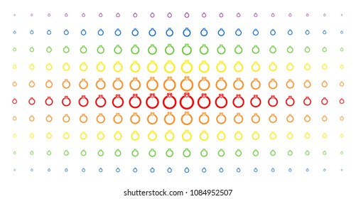 Ruby ring icon spectral halftone pattern  Vector ruby ring pictograms are arranged into halftone array and vertical spectral gradient  Constructed for backgrounds  covers 