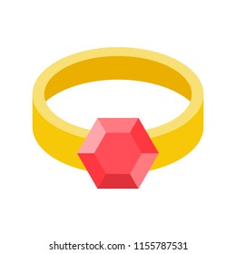 ruby ring, jewelry related icon, flat design