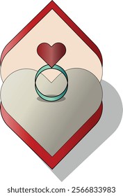 Ruby ring that shaped love inside a loved-shaped box.