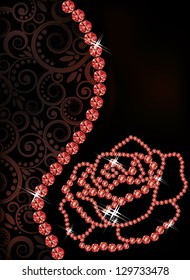 Ruby rose floral banner, vector illustration