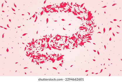 Ruby Rose Vector Pink Background. Summer Flower Cover. Red Floral Tender Backdrop. Coral Falling Peach Wallpaper.