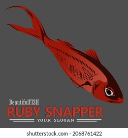 Ruby Snapper Logo Template. nice for fishing activity logo, boat decal and Fishing apparel.