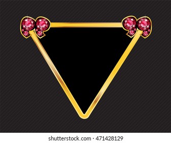 Ruby Stone Quotes on Gold Metal Speech Bubble over Pinstripe Background.  Vector EPS-10 file, transparency used. 