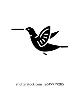 ruby throming bird black flat icon para projetos digitais e de impressão. Animais norte-americanos. Ícones mínimos de limpeza para aplicativos e sites. Ícones simples modernos para UI UX e branding