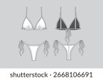 Ruched Triangle Bikini Set Technical Drawing
