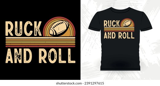 Ruck And Roll Funny Rugby Player Coach Vintage Rugby Player T-shirt Design