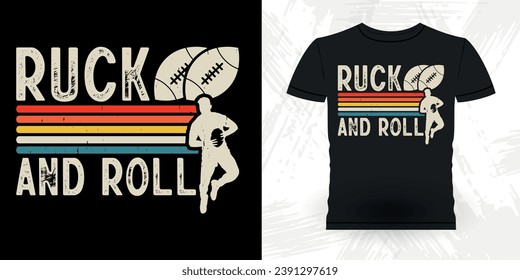 Ruck And Roll Funny Rugby Player Coach Vintage Rugby Player T-shirt Design