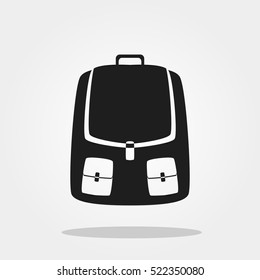 Rucksack, backpack for school cute icon in trendy flat style isolated on grey background. School symbol for your design, logo, UI. Vector illustration, EPS10.