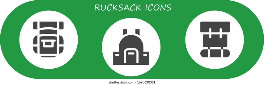 rucksack icon set. 3 filled rucksack icons.  Simple modern icons such as: Backpack