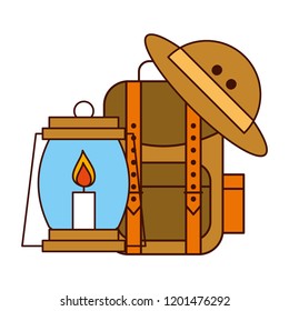 rucksack lantern and hat safari equipment