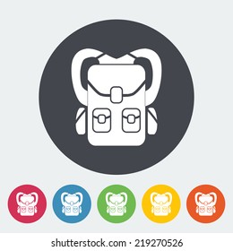 Rucksack. Single flat icon on the circle. Vector illustration.