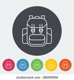 Rucksack. Single flat icon on the circle. Vector illustration.