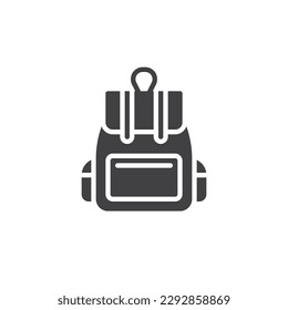 Icono vectorial de la rocksack. School Bag llenó el letrero plano para el concepto móvil y el diseño web. Icono de glifo de mochila. Símbolo, ilustración del logotipo. Gráficos vectoriales