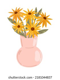 Rudbeckia garden flower isolated on a white background. Vector illustration.