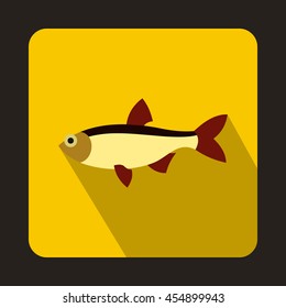 Rudd fish icon in flat style on a yellow background