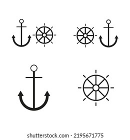 rudder anchor icons. Vector illustration. stock image. 