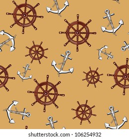 rudder and anchor pattern, water anchor, helm, diving rudder