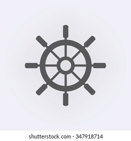 Rudder Or Boat Steering Wheel Icon . Vector Illustration