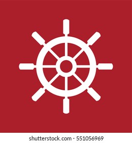 Rudder or Boat Steering Wheel Icon . Vector illustration