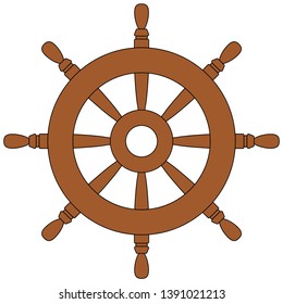 Rudder clipart. Wheel vector illustration icon. Cartoon nautical symbol.