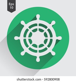 Rudder Flat Icon. Simple Sign Of Wheel Boat. Vector Illustrated Symbol