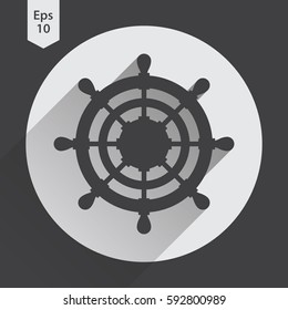 Rudder Flat Icon. Simple Sign Of Wheel Boat. Vector Illustrated Symbol