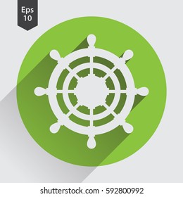 Rudder Flat Icon. Simple Sign Of Wheel Boat. Vector Illustrated Symbol