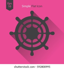 Rudder Flat Icon. Simple Sign Of Wheel Boat. Vector Illustrated Symbol