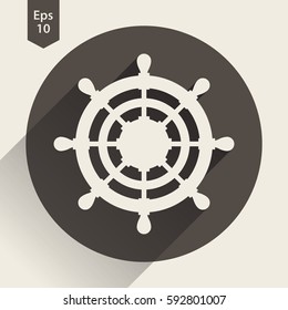 Rudder Flat Icon. Simple Sign Of Wheel Boat. Vector Illustrated Symbol