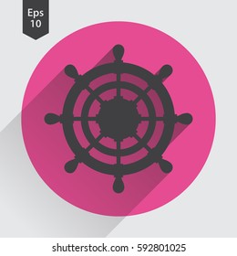 Rudder Flat Icon. Simple Sign Of Wheel Boat. Vector Illustrated Symbol
