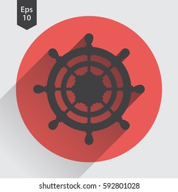 Rudder Flat Icon. Simple Sign Of Wheel Boat. Vector Illustrated Symbol