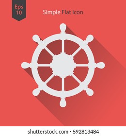 Rudder Flat Icon. Simple Sign Of Wheel Boat. Vector Illustrated Symbol