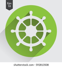 Rudder Flat Icon. Simple Sign Of Wheel Boat. Vector Illustrated Symbol