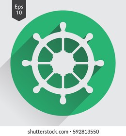 Rudder Flat Icon. Simple Sign Of Wheel Boat. Vector Illustrated Symbol
