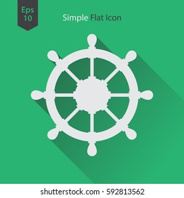 Rudder Flat Icon. Simple Sign Of Wheel Boat. Vector Illustrated Symbol