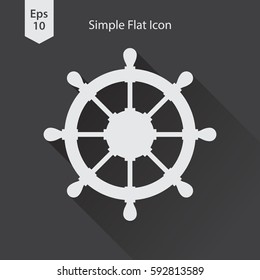Rudder Flat Icon. Simple Sign Of Wheel Boat. Vector Illustrated Symbol
