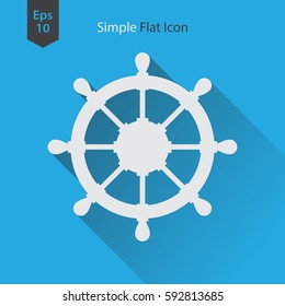 Rudder Flat Icon. Simple Sign Of Wheel Boat. Vector Illustrated Symbol