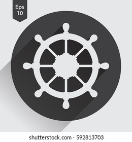 Rudder Flat Icon. Simple Sign Of Wheel Boat. Vector Illustrated Symbol