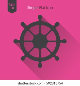 Rudder Flat Icon. Simple Sign Of Wheel Boat. Vector Illustrated Symbol