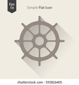 Rudder Flat Icon. Simple Sign Of Wheel Boat. Vector Illustrated Symbol